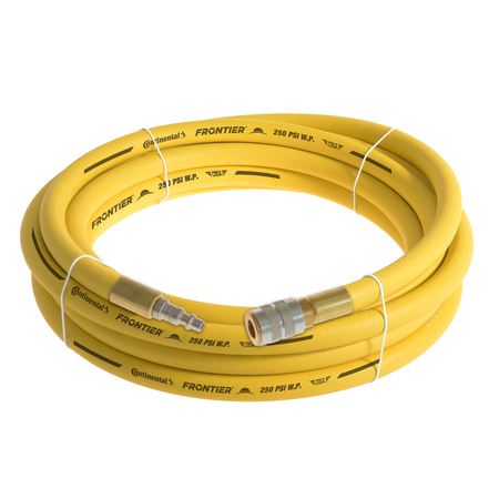 CONTINENTAL 1/2" x 25' Yellow EPDM Air Hose, 300 PSI, 1/2" Ind. Interchange M+F QC HZY05030-25-51